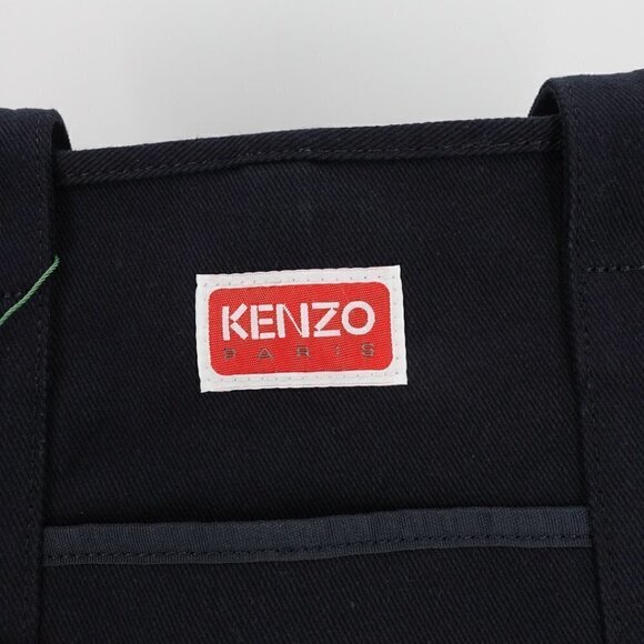 Kenzo Boke Flower Floral Logo Shopper Shoulder Tote Bag Denim Blue - Picture 11 of 12